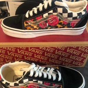 Vans Old Skool Women's Roses/Animal Print/Checker lace up